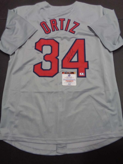 David Ortiz Boston Red Sox Autographed Custom Baseball Style Jersey GA coa