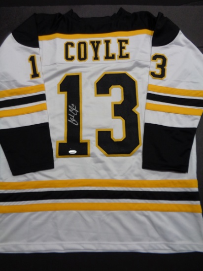 Charlie Coyle Boston Bruins Autographed Custom Hockey Jersey JSA W coa