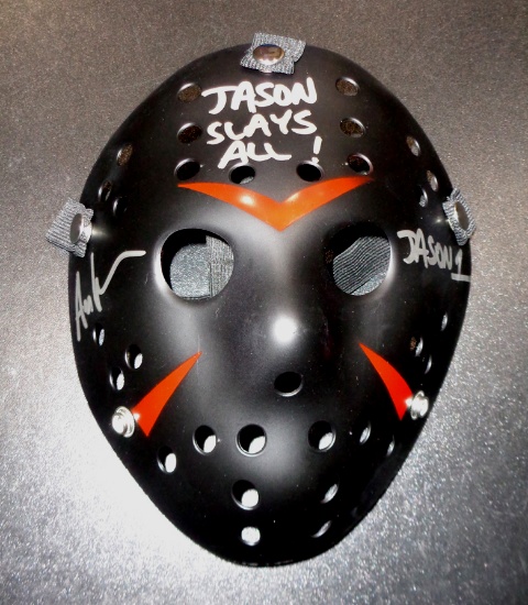 Ari Lehman JASON - Friday the 13th Autographed & Inscribed Black Hockey Mask JSA W coa