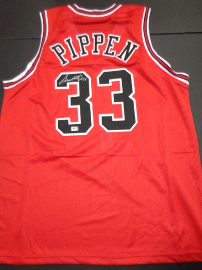 Scottie Pippen Chicago Bulls Autographed Custom Basketball Style Jersey GA coa