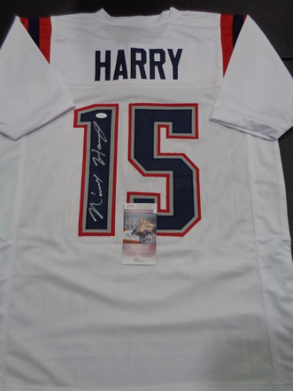 N'Keal Harry New England Patriots Autographed Custom Rookie Number Football Jersey JSA W coa