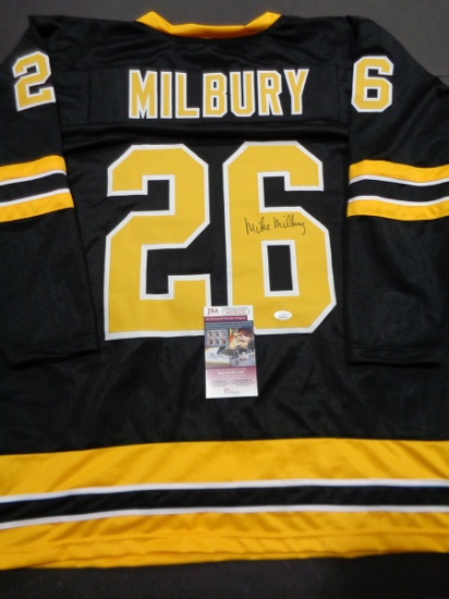 Mike Milbury Boston Bruins Autographed Custom Hockey Jersey JSA W coa