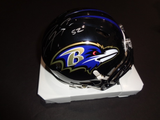 Ray Lewis Baltimore Ravens Autographed Riddell Mini Helmet GA coa