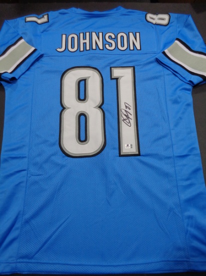 Calvin Johnson Detriot Lions Autographed Custom Football Jersey GA coa