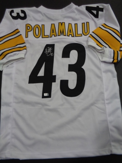 Troy Polamalu Pittsburgh Steelers Autographed Custom Football Jersey GA coa