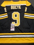 Johnny Bucyk Boston Bruins Autographed & Inscribed Custom Hockey Jersey JSA W coa