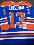 Ken Linseman Edmonton Oilers Autographed & Inscribed Custom Hockey Style Jersey JSA W coa