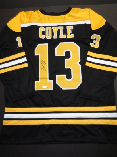 Charlie Coyle Boston Bruins Autographed Custom Hockey Jersey JSA W coa