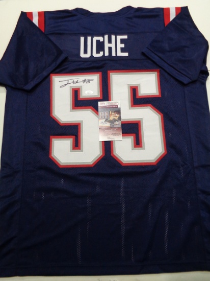 Josh Uche New England Patriots Autographed Custom Football Style Jersey JSA W coa