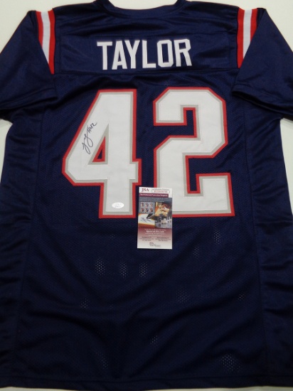 J.J. Taylor New England Patriots Autographed Custom Football Style Jersey JSA W coa