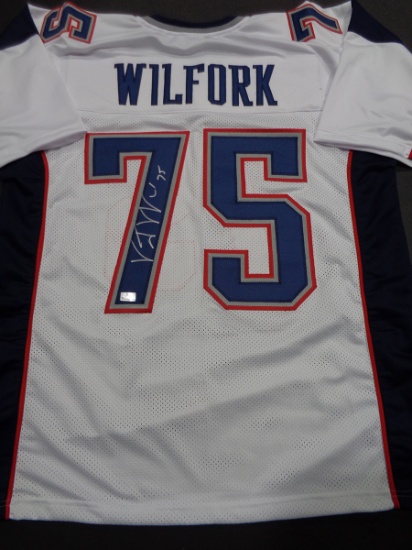 Vince Wilfork New England Patriots Autographed Custom Football Jersey GA coa