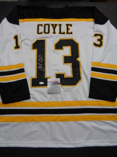 Charlie Coyle Boston Bruins Autographed Custom Hockey Jersey JSA W coa