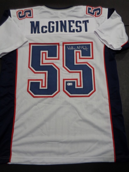 Willie McGinest New England Patriots Autographed Custom Football Jersey JSA W coa