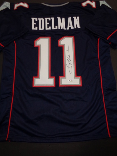 Julian Edelman New England Patriots Autographed Custom Football Jersey GA coa