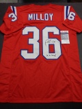 Lawyer Milloy New England Patriots Autographed & Inscribed Custom Football Jersey JSA Witnessed coa