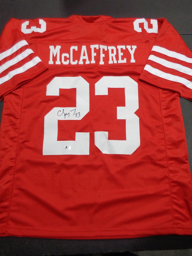 Christian McCaffrey Autographed Black Pro Style Jersey- Beckett