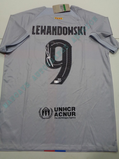 Robert Lewandowski FC Barcelona Autographed Nike 22-23 3rd Jersey GA coa