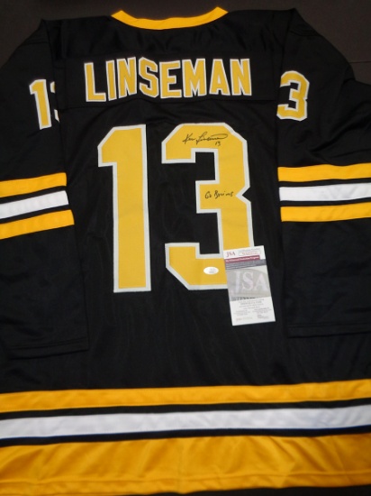 Ken Linseman Boston Bruins Autographed & Inscribed Custom Hockey Jersey JSA W coa