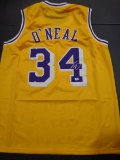 Shaquille O'Neal Los Angeles Lakers Autographed Custom Basketball Jersey GA coa