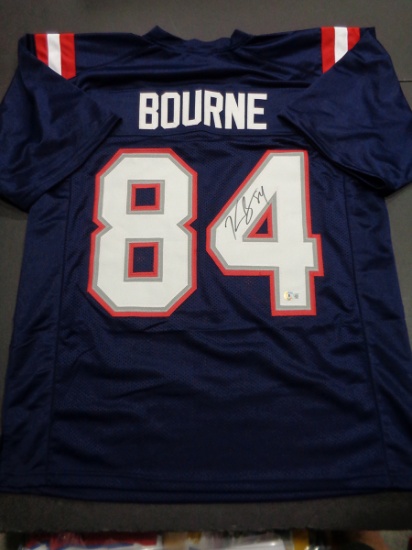 Kendrick Bourne New England Patriots Autographed Custom Football Jersey Beckett Hologram