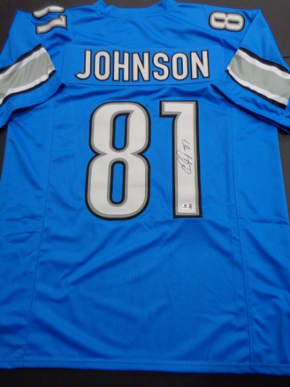 Calvin Johnson Detriot Lions Autographed Custom Football Jersey GA coa