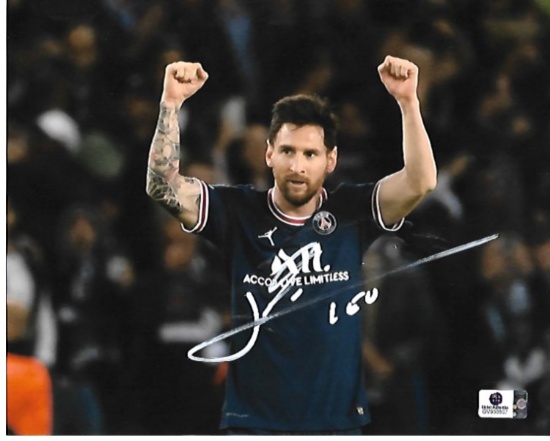 Lionel Messi Paris Saint-Germain Autographed 8x10 Photo GA coa