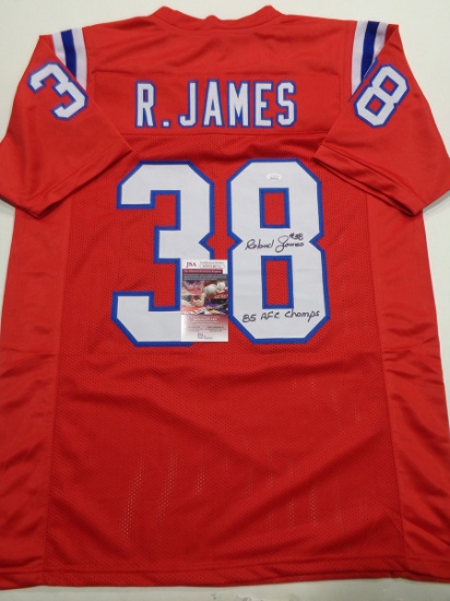 Roland James New England Patriots Autographed & Inscribed Custom Football Jersey JSA W coa