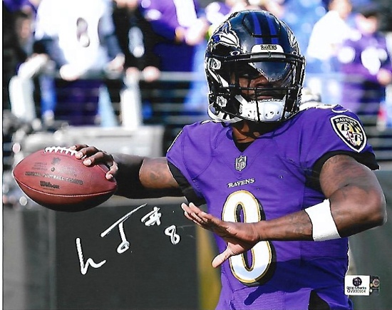 Lamar Jackson Baltimore Ravens Autographed 8x10 Photo GA coa