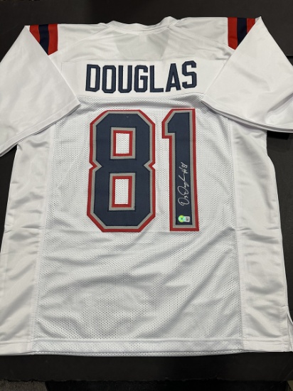 Demario Douglas New England Patriots Autographed Custom Football Jersey Beckett Hologram