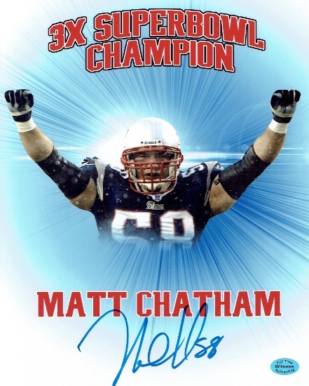 Matt Chatham New England Patriots Autographed 8x10 Photo Full Time coa