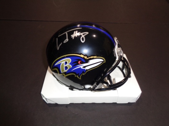Lamar Jackson Baltimore Ravens Autographed Riddell Mini Helmet GA coa