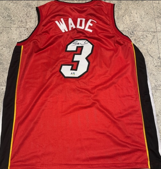 Dwayne Wade Miami Heat Autographed Custom Basketball Jersey GA coa