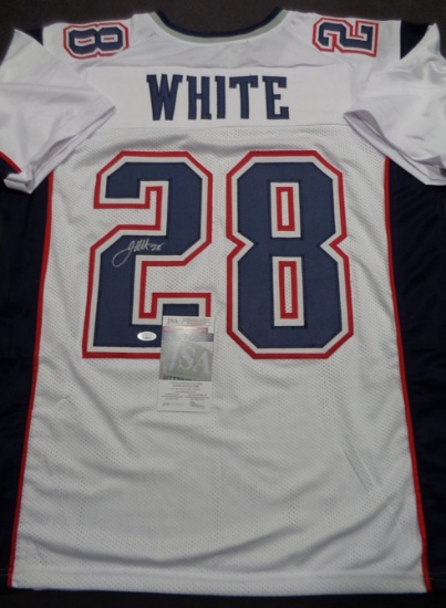 James White New England Patriots Autographed Custom Football Jersey JSA W coa