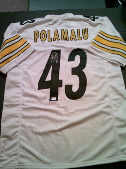 Troy Polamalu Pittsburgh Steelers Autographed Custom Football Jersey coa