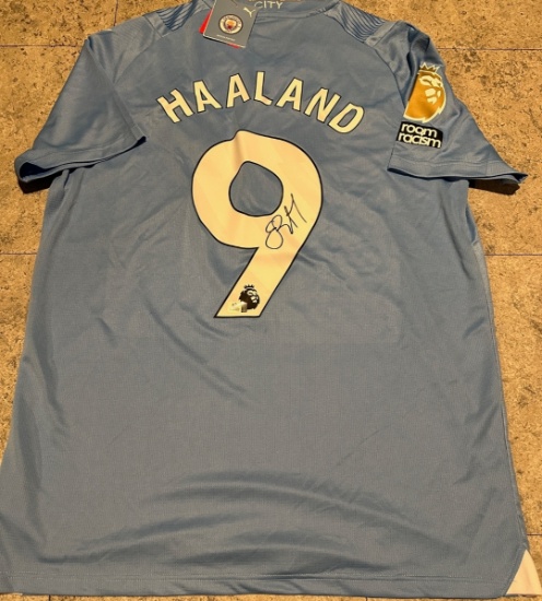 Erling Haaland Manchester City Autographed 2023-24 Puma Home Soccer Jersey coa