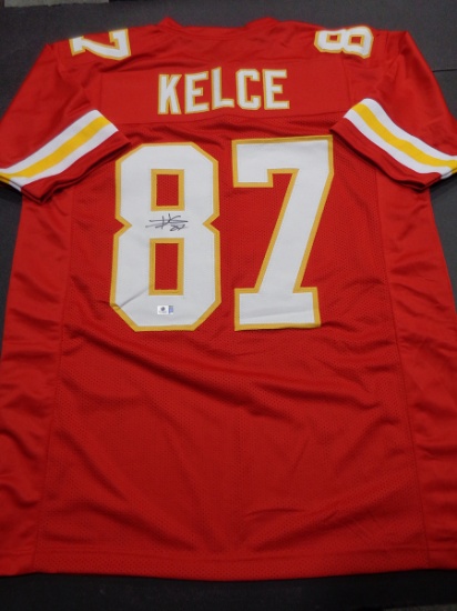 Travis Kelce Kansas City Chiefs Autographed Custom Football Jersey coa