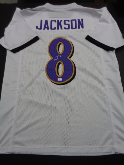 Lamar Jackson Baltimore Ravens Autographed Custom Football Jersey coa