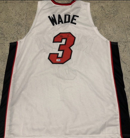 Dwayne Wade Miami Heat Autographed Custom Basketball Jersey coa