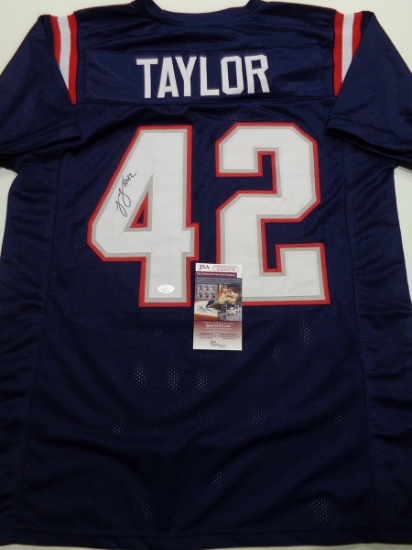 J.J. Taylor New England Patriots Autographed Custom Football Jersey coa