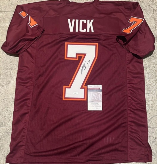 Michael Vick Virginia Tech Hokies Autographed Custom Football Jersey coa