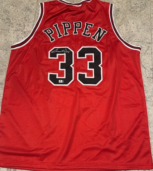 Scottie Pippen Chicago Bulls Autographed Custom Basketball Jersey coa