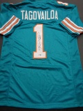 Tua Tagovailoa Miami Dolphins Autographed Custom Football Jersey coa