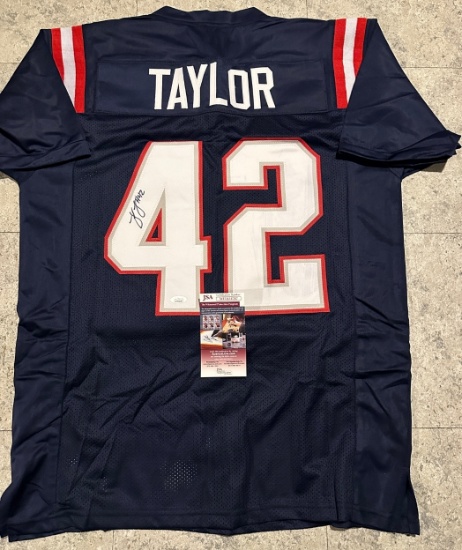 J.J. Taylor New England Patriots Autographed Custom Football Jersey coa