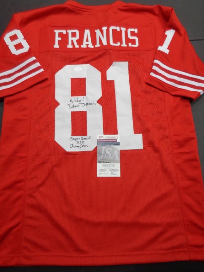 Russ Francis San Francisco 49ers Autographed & Insc Custom Football Jersey coa