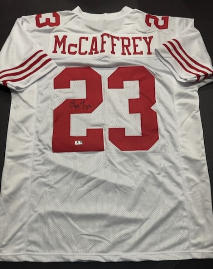 Christian McCaffery San Francisco 49ers Autographed Custom Football Jersey coa
