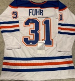Grant Fuhr Edmonton Oilers Autographed & Ins Custom Hockey Jersey coa