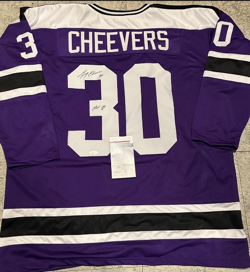 Gerry Cheevers Cleveland Crusaders Autographed & Ins Custom Hockey Jersey coa