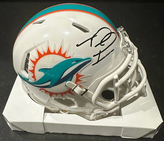 Tua Tagovailoa Miami Dolphins Autographed Riddell Mini-Helmet coa