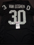Mark Van Eeghan Oakland Raiders Autographed Custom Football Jersey coa