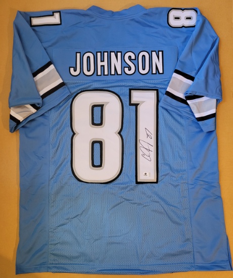 Calvin Johnson Detroit Lions Autographed Custom Football Jersey coa